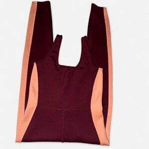 Fabletics Burgundy & Peach Scoop Neck Jumpsuit. Size Medium